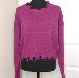 NEW Dreamers by Debut Intentionally Distressed Cotton Blend Sweater Large NWT